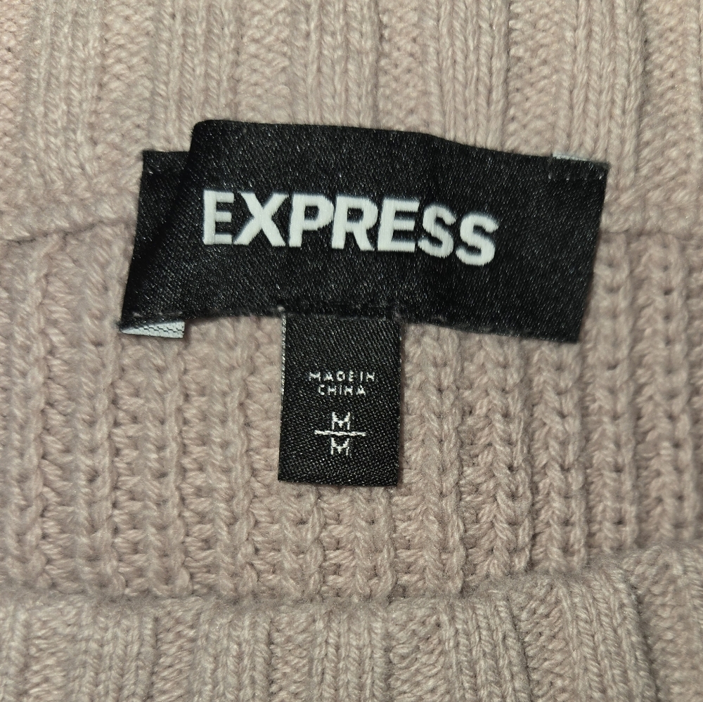 Express Crew Neck Knit Sweater Pink White Burgundy Stripe Size Medium - Picture 5 of 9